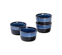 Moules à Soufflé, Ramequin Rond en Céramique - 240 ml, Ramequins Porcelaine Petit Terrines Moule à Pâtisserie Soufflé Crème Brulée Muffin pour Four et Micro-onde, Bol à Dessert de 2 X 240ml - Bleu
