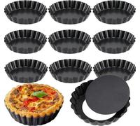 Moules à tarte ronds 10 cm - antiadhésifs - fond amovible - lot de 10