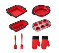 Moules de cuisson en silicone pour le four - Moules flexibles empilables - Avec manique, grattoir à pâte et pinceau à pâtisserie - Passe au lave-vaisselle - Pour muffins, , biscuits, cupcakes