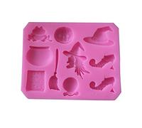 Moules de cuisson Halloween Matériau en silicone Moule à gâteau antiadhésif pour gadget de cuisson créatif Livre de citrouille Balai de sorcière Forme M Moules à chocolat en silicone Grandes formes