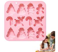 Moules de Noël avec motif Père Noël, élan, bonhomme de neige, 12 cavités | Moules en silicone pour gelée, biscuits, dessert, pudding, gâteau, décoration de bar, café, boulangerie, rose
