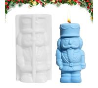 Moules de Noël en silicone - Casse-noisette antiadhésifs - Moules de fabrication de bougies soldat de Noël, pour cire, plâtre, savon, argile, fondant, bonbons, décoration d'intérieur, fête