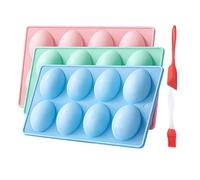 Moules de Pâques 3 Pièces Antiadhésif Qualité Alimentaire | En forme d'œuf en silicone pour pâtisserie pour Chocolat Biscuits Dessert Décoration Maison Fête Printemps