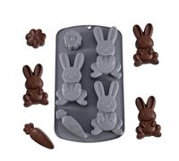 Moules de Pâques en forme de lapin 3D - Moule en silicone pour gelée, pâtisserie, savon, gommes, cupcakes, caramel, bonbons