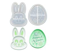 Moules de plateau en résine époxy - Lot de 2 moules de Pâques, ornements en moulage, artisanat, moule à bijoux en forme d'œuf de lapin | Moule en résine de silicone, bac de rangement décoratif pour la