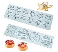 Moules de Tuille 2pcs Fleur et moules de tuile géométriques Moules de dentelle en silicone pour décoration de gâteau DIY Easy release Food Grade Moules de boulangerie pour le dessert alimentaire Moul