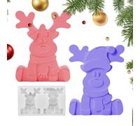 Moules en résine de Noël - Moules mignons en silicone pour loisirs créatifs | Moule en résine en forme de cerf assis pour la famille, chocolat, savon, bonbons, sucre, fondant, pâtisserie, fête d'hiver