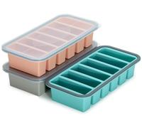 Moules en silicone à congeler avec couvercle, lot de 3, 6 compartiments de 150 ml, sans BPA, empilables