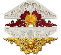 Moules en silicone baroques pour fondant, avec bordure en spirale et décorations en dentelle, moule en forme d'ange pour décorer des gâteaux, des cupcakes, de la pâte polymère et de la pâte à fleurs,