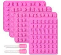 Moules en silicone Benzoa® pour chocolats et bonbons, lot de 4, adaptés au contact alimentaire, sans BPA, de couleur rose, mini-moules, compatibles avec le four, le micro-ondes, le congélateur et le l