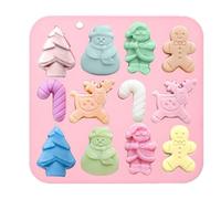 Moules en Silicone de Noël Antiadhésif 12 Cavités Ustensiles de Pâtisserie | Moules à Thème Noël Pour Gelée Biscuits Mini Desserts Pudding Gâteaux Décoration Bar Café Rose
