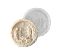 Moules en silicone de Noël pour la naissance de Jésus | Moules doux pour bébé Jésus - Moule en silicone rond en 3D pour savon pâtisserie Plâtre Projets de décoration Vox Fondant | Projets de