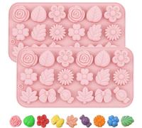 Moules en silicone miniatures, 2 pièces, en forme de fleurs et de feuilles. Moule en caoutchouc en forme d'ours. Moule en silicone pour chocolat, idéal pour réaliser des chocolats, des gelées, des sav