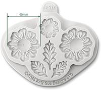 Moules en silicone ornés de fleurs et de feuilles originales, idéaux pour la décoration de gâteaux et les travaux manuels avec du fondant, de la pâte à sucre, de la résine et de l'argile qui sèche à l