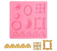 Moules en Silicone pour Chocolat | 9x9x1 cm Mini Cadre Baroque en Silicone Alimentaire, pour Décoration de Gâteau, Bonbons et Cupcakes
