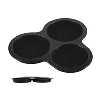Moules en silicone pour friteuse à air - 3 moules à œufs ronds à cavité, poêle à muffins à friteuse à air pour petits gâteaux, puddings, hamburgers, sandwiches pour petits déjeuners, galettes