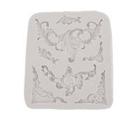 Moules en silicone pour gâteau DIY : style curlicues rouleau dentelle fondant moule en silicone blanc cadre européen outils de décoration de gâteau fleur dentelle tapis