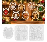 Moules en silicone pour Noël - Moules en silicone DIY - Pendentifs de Noël | Lot de 4 moules en silicone de Noël, moules en silicone pour décoration de Noël, bricolage, artisanat