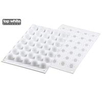 Moules en silicone Unyqoos® pour 35 truffes en forme de dôme avec base plate – silicone liquide réticulé au platine, 5 ml, Ø 22 mm × H 20 mm, adaptés au four jusqu'à 230°C, et au congélateur jusqu'à -