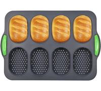 Moules en silicone Unyqoos® pour baguettes et pains à hot-dog – 8 cavités, antiadhésives, avec poignées antidérapantes, conformes aux normes alimentaires, jusqu'à 230°C, lavables au lave-vaisselle
