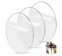 Moulettes à gâteaux rondes en acrylique, 2 pièces, planches à gâteaux joyeux anniversaire, décorations en acrylique transparent pour la cuisson de gâteaux, desserts et artisanat DIY 15 cm 2 pièces