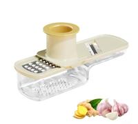 Moulin à ail 3 en 1 avec 3 lames en acier inoxydable pour trancher et broyer l'ail, les légumes, les concombres et les carottes avec protège-main de sécurité et boîte de rangement (blanc)