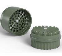 Moulin à herbes sans dents de 63 mm de diamètre - Revêtement en céramique nano pour un broyage sans adhérence - 5 pièces avec récipient de rangement intégré dans le couvercle (vert)