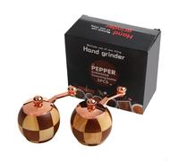 Moulin à poivre à manivelle en forme de damier en bois double fonction pour la cuisine à la maison 15 x 7,5 cm (lot de 2)