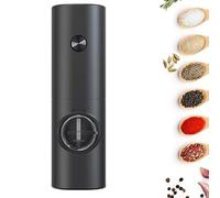 Moulin à poivre électrique, moulin à sel | Fonctionne avec piles | Lumière LED | Finesse réglable | Convient pour poivrons, épices, cumin (noir)