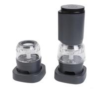Moulin à poivre électrique rechargeable avec degré de mouture réglable, 1300 mAh pour batterie salière pour cuisine et camping, câble de charge USB inclus, gris