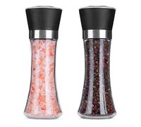 Moulin à Poivre et Sel Élégant en Verre - Lot de 2, Broyeur en Céramique Réglable, Accessoire de Cuisine Raffiné pour Sublimer vos Plats