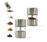 Moulin à poivre et sel en acier inoxydable, 2 pièces mini moulin sel poivre, pour sel de l’Himalaya, grains de poivre, cuisine et camping, idéal comme cadeau
