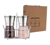 Moulin à poivre manuel en acier inoxydable antirouille pour cuisine avec support ou sans support, outil de broyage compact pour le cumin, alternative moderne au moulin à assaisonnement (avec support)
