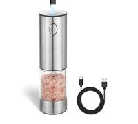Moulin à sel et à poivre électrique, mécanisme de broyage en céramique en acier inoxydable réglable en continu, rechargeable par usb, avec fenêtre de visualisation
