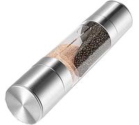 Moulin à sel et à poivre， Salière et poivrière rechargeable 2 en 1, salière et poivrière avec grossièreté réglable, salière et poivrière en acrylique