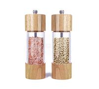 Moulin à sel et à Poivre Sel et poivron en bois Set manuel du sel et des poivrons sel et poivrons avec une fenêtre visible en acrylique Salières et Poivrières Rechargeables (Color : 6 inch 2-pack)