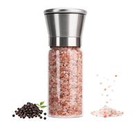 Moulin à sel et poivre, verre borosilicate et acier inoxydable 304 avec noyau de broyage en céramique à grossièreté réglable, moulin à épices manuel rechargeable, facile à utiliser et à remplir