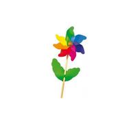 Moulin A Vent Decoratif Arc En Ciel - Rosace Fleur Multicolore Ø20cm, Tige Bois 45cm - Decoration Jardin Exterieur - Jouet Enfant