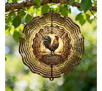 Moulin à vent en forme de coq - Décoration cinétique en métal marron pour jardin, pelouse, couloir, cour, fête, 30,5 cm