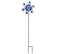 Moulin à vent papillon en métal pour décoration de jardin, carillon à vent sur pied, sculpture décorative pour décoration de porche, patio paysage, 135 x 40 cm