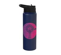 Moulin à vent vintage de ferme rétro Country Graphic Hommes Femmes Stainless Steel Insulated Water Bottle