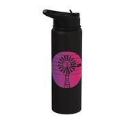 Moulin à vent vintage de ferme rétro Country Graphic Hommes Femmes Stainless Steel Insulated Water Bottle