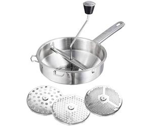 Moulin Pommes De Terre Rotatif Et Pure en Acier Inoxydable avec 3 Disques De Broyage Perfors Idal pour Faire De La PRESSE PUREE