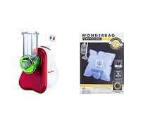 Moulinex DJ753510 Découpe Légumes Électrique Fresh Express 3 en 1 Râper Émincer Gratter Mandoline Légumes Fruits Fromage 200W + Wonderbag WB406120 boite de 5 Sacs aspirateur Wonderbag Classic