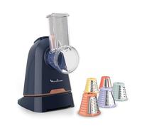 Moulinex - Fresh Express Twist Découpe-légumes électrique 5 fonctions Bleu | Râpe à légumes avec système Twist breveté, service direct - 5 cônes inox pour trancher, émincer, couper et râper vos aliments