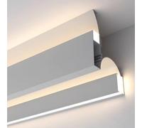 Moulure de corniche à LED pour plafonds - Bande d'aluminium à éclairage indirect, moulage de couronne à double canal de lumière, couverture détive, blanc, 2 m / 6.5ft - Éclairage d'intérieur moderne