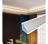 Moulure de couronne à DEL en aluminium pour éclairage indirect de plafond - Canal de bordure de 18,5 m et rail de crique - Idéal pour la décoration de la maison et les espaces commerciaux
