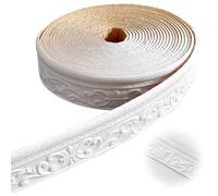 Moulure Décorative Autocollante XPE 9,2 m x 8 cm, Corniche Plafond Mur Blanche, Effet 3D, Bande De Finition Intérieure