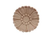 Moulure Decorative Bois Sculpté Non Peint Rétro Bois Moulures Applique Décalque Long Ovale Caoutchouc Meubles Murs Décoration de La Maison(12cmx12cm)