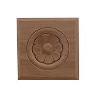 Moulure Decorative Décalque Carré Solide Porte Ronde Coeur Fleur Meubles Décoration Accessoires Sculpté Murs Bois Applique Onlay(4cmX4cm-01)